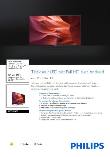 Philips 5500 series TÃ©lÃ©viseur LED plat Full HD avec Androidâ¢ - Fiche Produit - FRA
