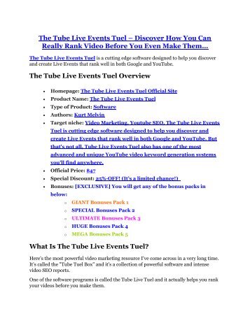 The Tube Live Events Tuel Review & (Secret) $22,300 bonus 