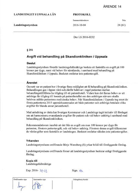 Landstingsfullmäktiges sammanträde den 30 november 2016