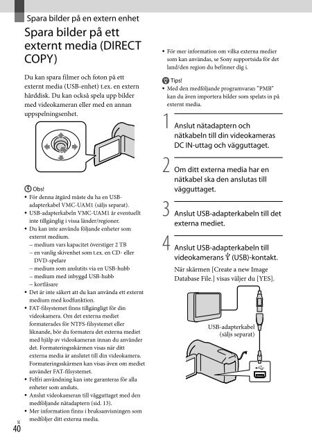 Sony DCR-SX15E - DCR-SX15E Istruzioni per l'uso Svedese