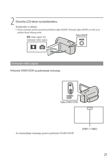 Sony DCR-SX15E - DCR-SX15E Istruzioni per l'uso Serbo