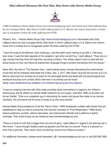 Shia LaBeouf Discusses His New Film, Man Down with Heroes Media Group