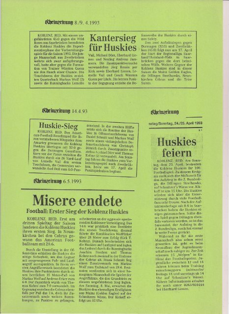 Koblenz Huskies Aktuell 1994