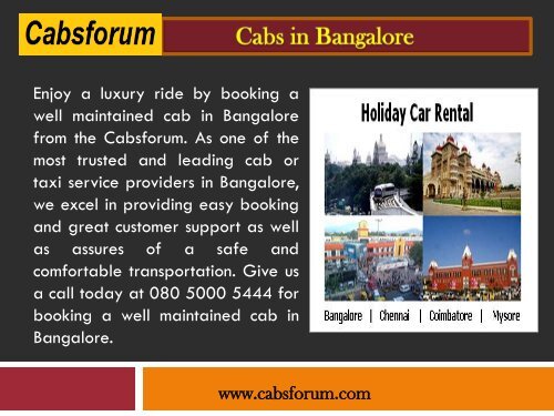 Cabs in Bangalore