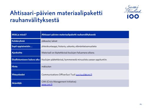 Suomi 100 -opas kouluille ja oppilaitoksille