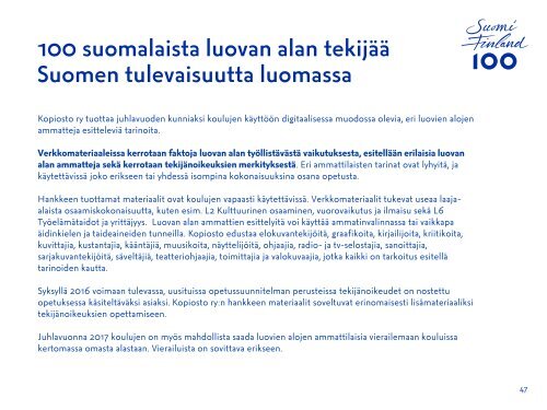 Suomi 100 -opas kouluille ja oppilaitoksille