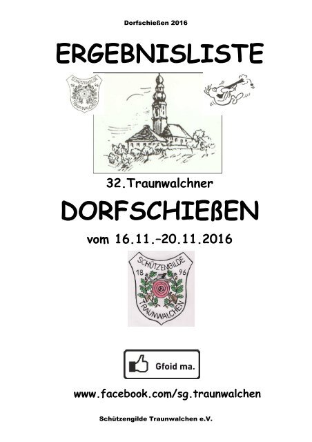 Ergebnisliste Traunwalchner Dorfschießen 2016 