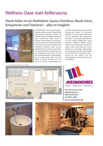 Wellness-Oase statt Kellersauna - Meirandres