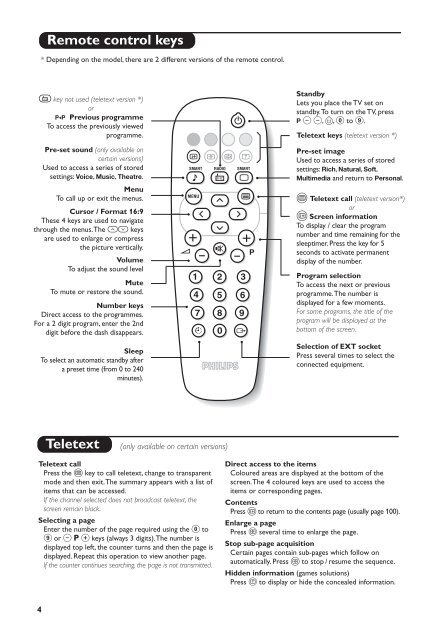 Philips T&eacute;l&eacute;viseur - Mode d&rsquo;emploi - ELL