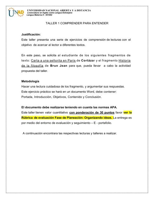 Taller Comprender Para Entender