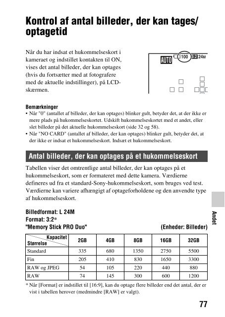 Sony SLT-A65K - SLT-A65K Istruzioni per l'uso Danese