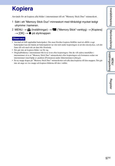 Sony DSC-WX1 - DSC-WX1 Istruzioni per l'uso Svedese
