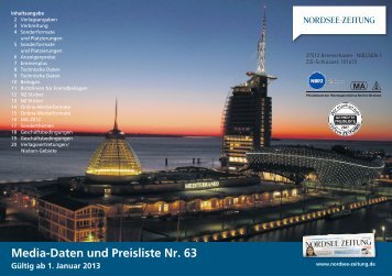Media-Daten und Preisliste Nr. 63 - Nordsee-Zeitung