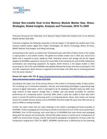 Non-volatile Dual In-line Memory Module Market Trends, Growth, Demand and Forecasts To 2020