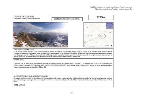 Anàlisi fisiogràfica de topònims andorrans d’arrel preromana