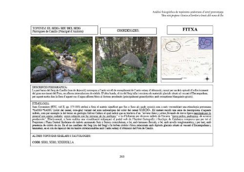 Anàlisi fisiogràfica de topònims andorrans d’arrel preromana