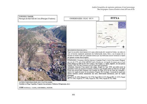 Anàlisi fisiogràfica de topònims andorrans d’arrel preromana