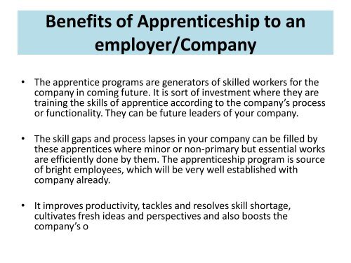 Benefits Of Apprenticeship