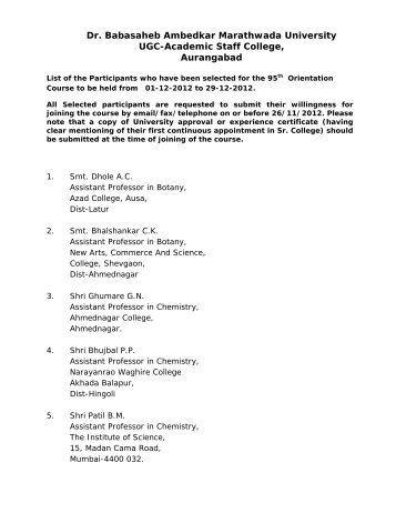 List of Candidates selected for 95 Orientation Course