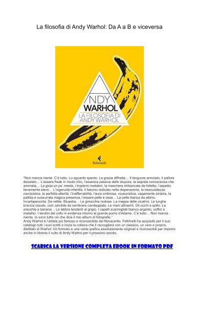 SCARICA ] La filosofia di Andy Warhol Da A a B e viceversa PDF