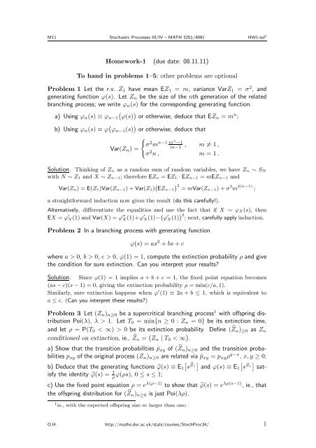 Homework-1 (due date: 08.11.11) To hand in problems 1–5; other ...