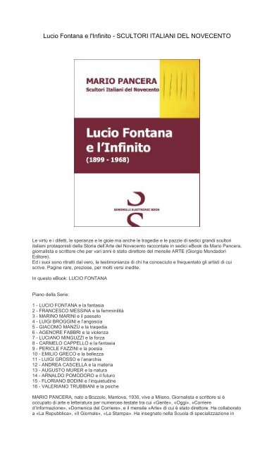 [ SCARICA ] Lucio Fontana e l'Infinito - SCULTORI ITALIANI DEL NOVECENTO PDF