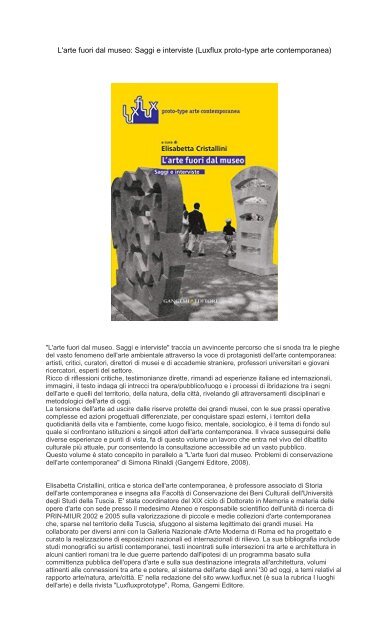 [ SCARICA ] Scarica L'arte fuori dal museo Saggi e interviste (Luxflux proto-type arte contemporanea) PDF