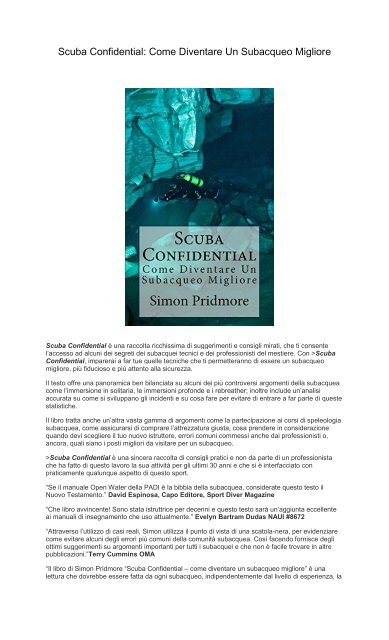 [ SCARICA ] Scuba Confidential Come Diventare Un Subacqueo Migliore PDF