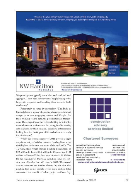 Turks and Caicos Islands Real Estate Winter/Spring 2016/17