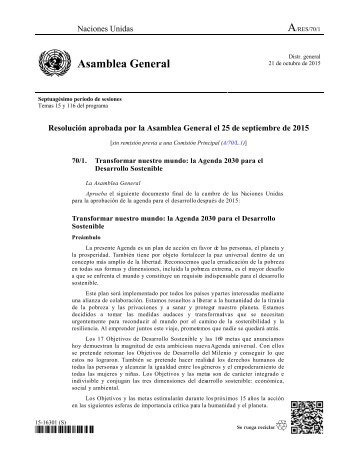 Agenda 2030 para el Desarrollo Sostenible