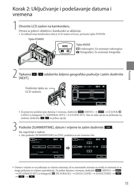 Sony HDR-CX505VE - HDR-CX505VE Istruzioni per l'uso Croato