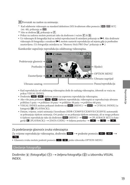 Sony HDR-CX505VE - HDR-CX505VE Istruzioni per l'uso Croato