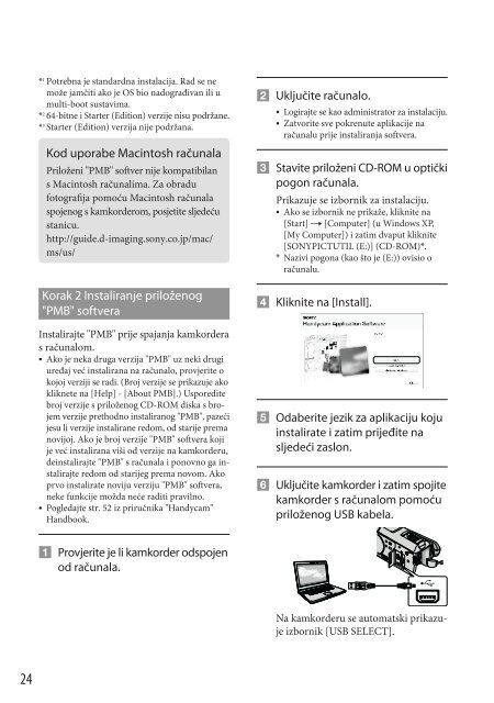 Sony HDR-CX505VE - HDR-CX505VE Istruzioni per l'uso Croato