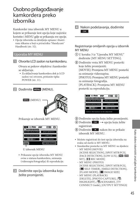 Sony HDR-CX505VE - HDR-CX505VE Istruzioni per l'uso Croato