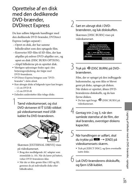 Sony HDR-CX505VE - HDR-CX505VE Istruzioni per l'uso Danese