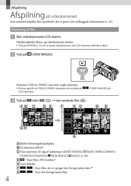 Sony HDR-CX505VE - HDR-CX505VE Istruzioni per l'uso Danese