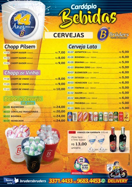 Cardapio bebidas Red