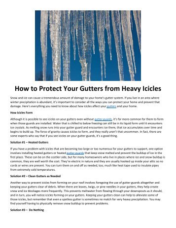 How to Protect Your Gutters from Heavy Icicles
