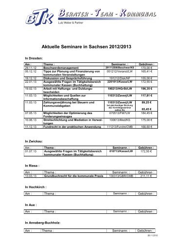 Aktuelle Seminare in Sachsen 2012/2013 - Berater-Team-Kommunal