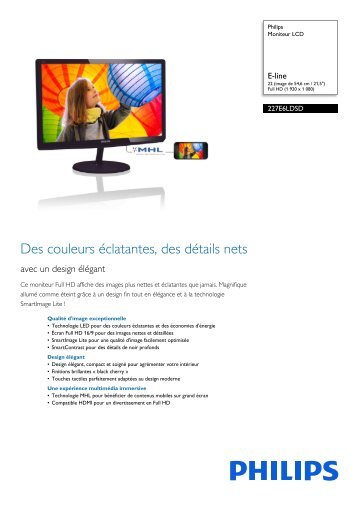 Philips Ecran PC Philips 227E6LDSD - fiche produit