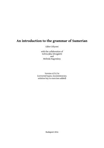 An introduction to the grammar of Sumerian
