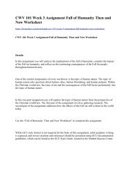 CWV 101 Week 3 Assignment Fall of Humanity Then and Now Worksheet