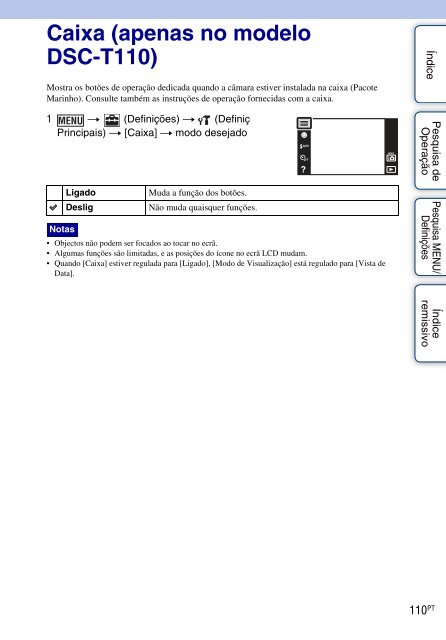 Sony DSC-T110 - DSC-T110 Istruzioni per l'uso Portoghese