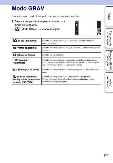 Sony DSC-T110 - DSC-T110 Istruzioni per l'uso Portoghese