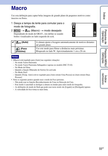 Sony DSC-T110 - DSC-T110 Istruzioni per l'uso Portoghese