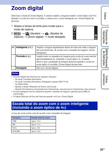 Sony DSC-T110 - DSC-T110 Istruzioni per l'uso Portoghese