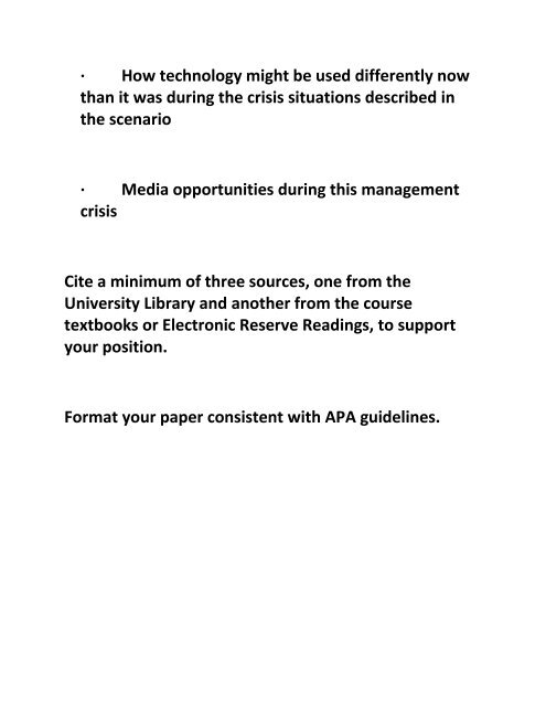 UOP HCS 320 Week 5 Individual Communication and Crisis Paper