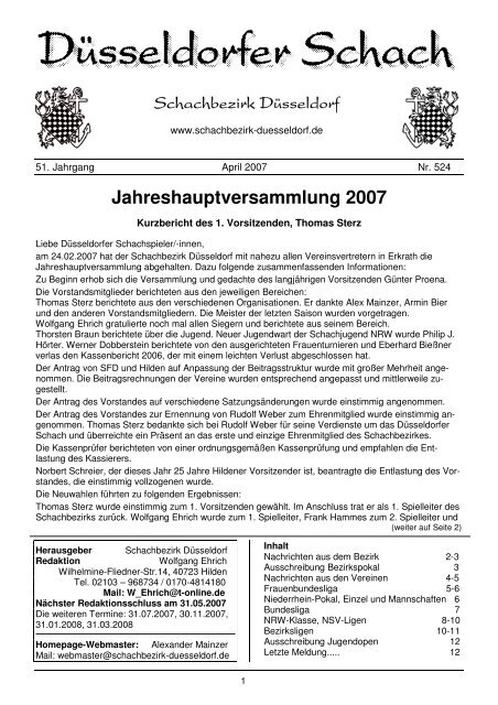 Jahreshauptversammlung 2007 - Schachbezirk Düsseldorf