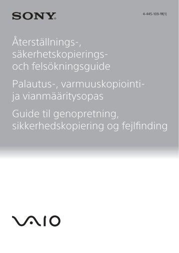 Sony SVE1513G1E - SVE1513G1E Guida alla risoluzione dei problemi Finlandese