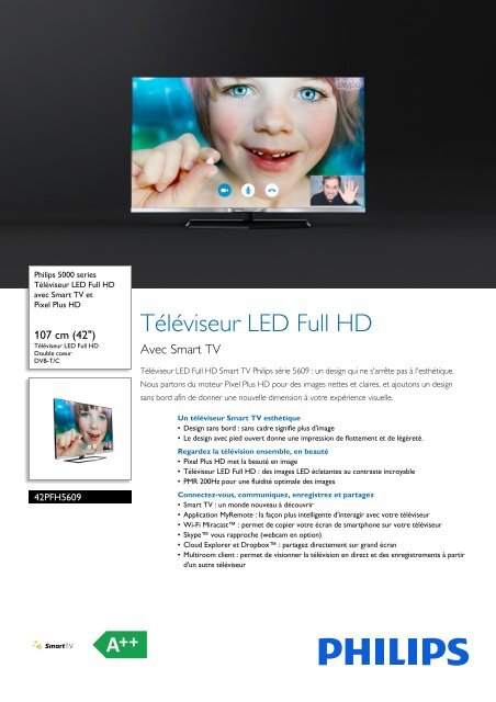 Philips 5000 series T&eacute;l&eacute;viseur LED Full HD - Fiche Produit - FRA